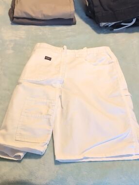 Dickies White Cargo Utility Shorts with Side Tool Pocket